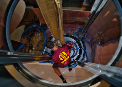 Man Fixing Inside the Pneumatic Vacuum Elevator