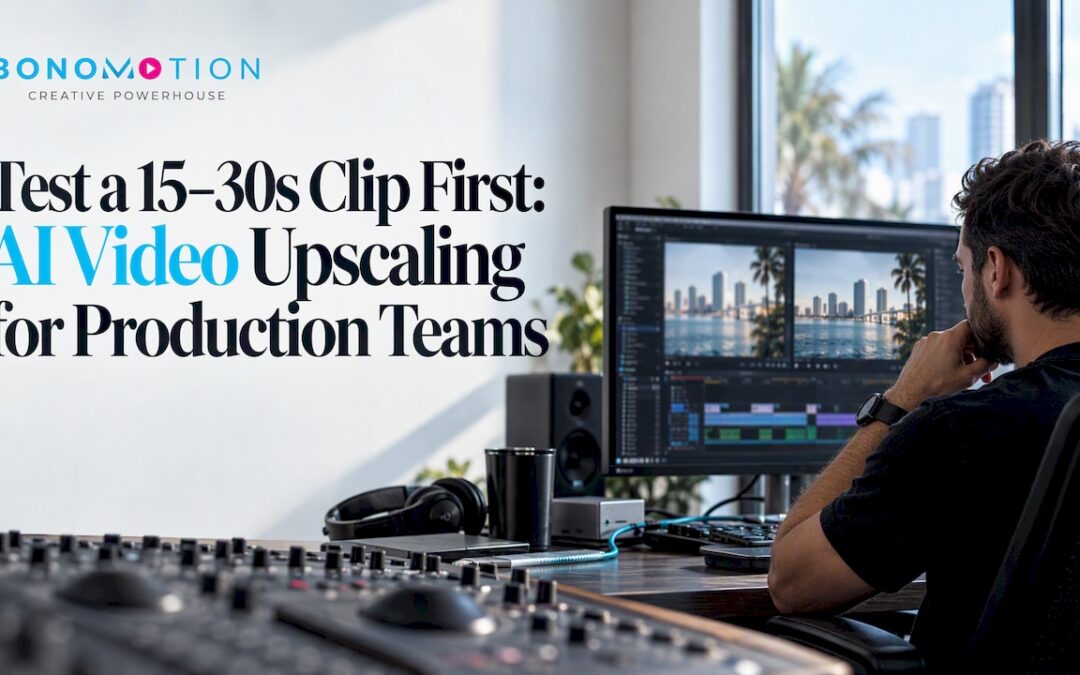 Editor reviewing upscaled video footage