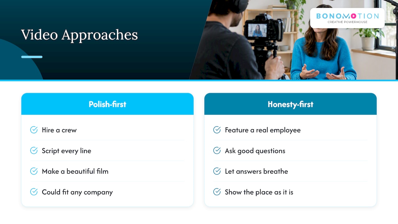 Our perspective: hire on honesty, not polish — overview diagram