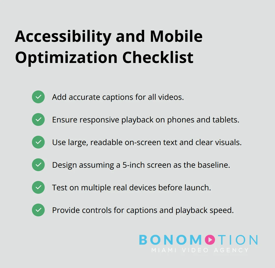 Checklist of steps to make training videos accessible and mobile-friendly