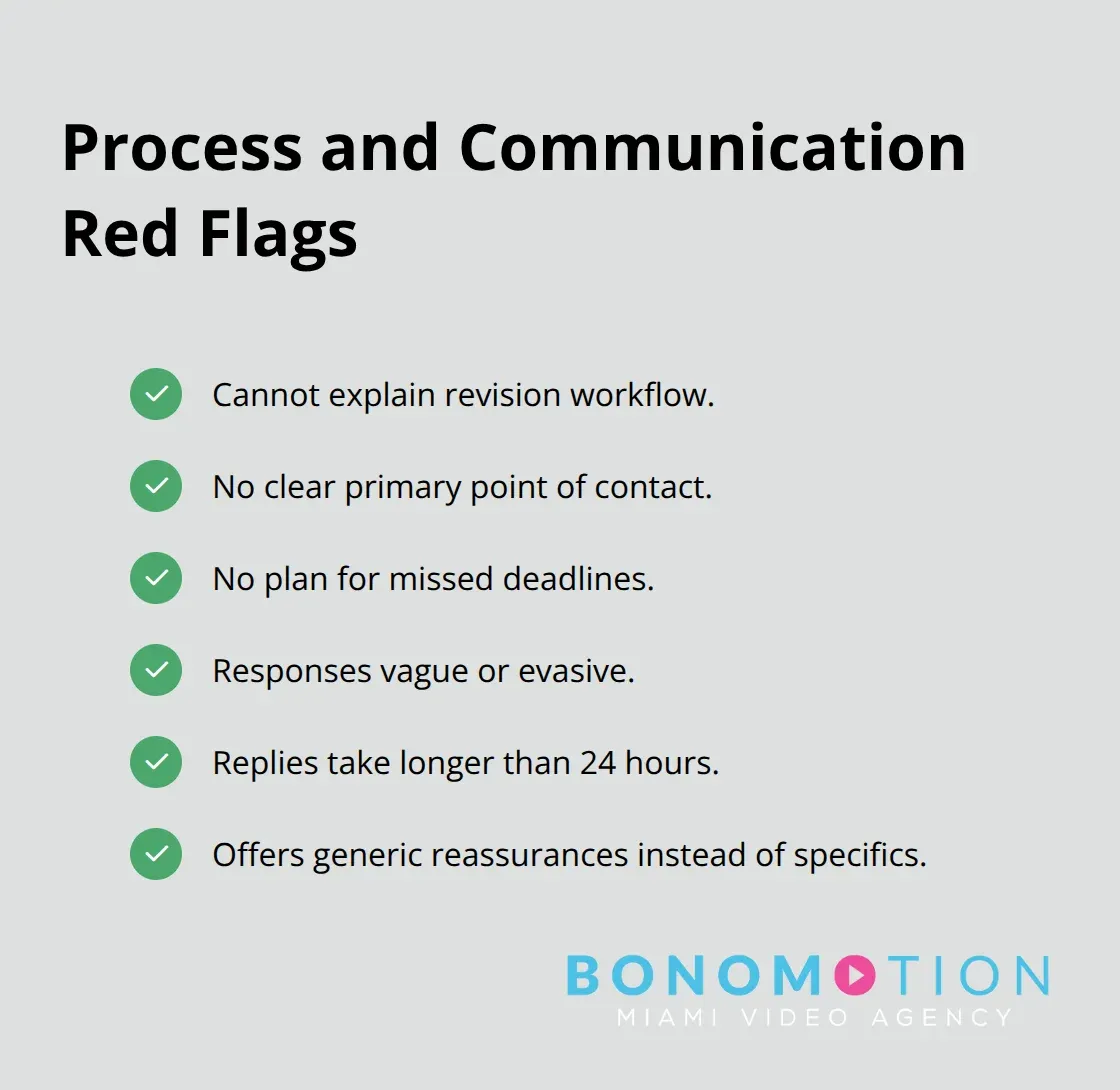 List of warning signs in a production company's process and communication