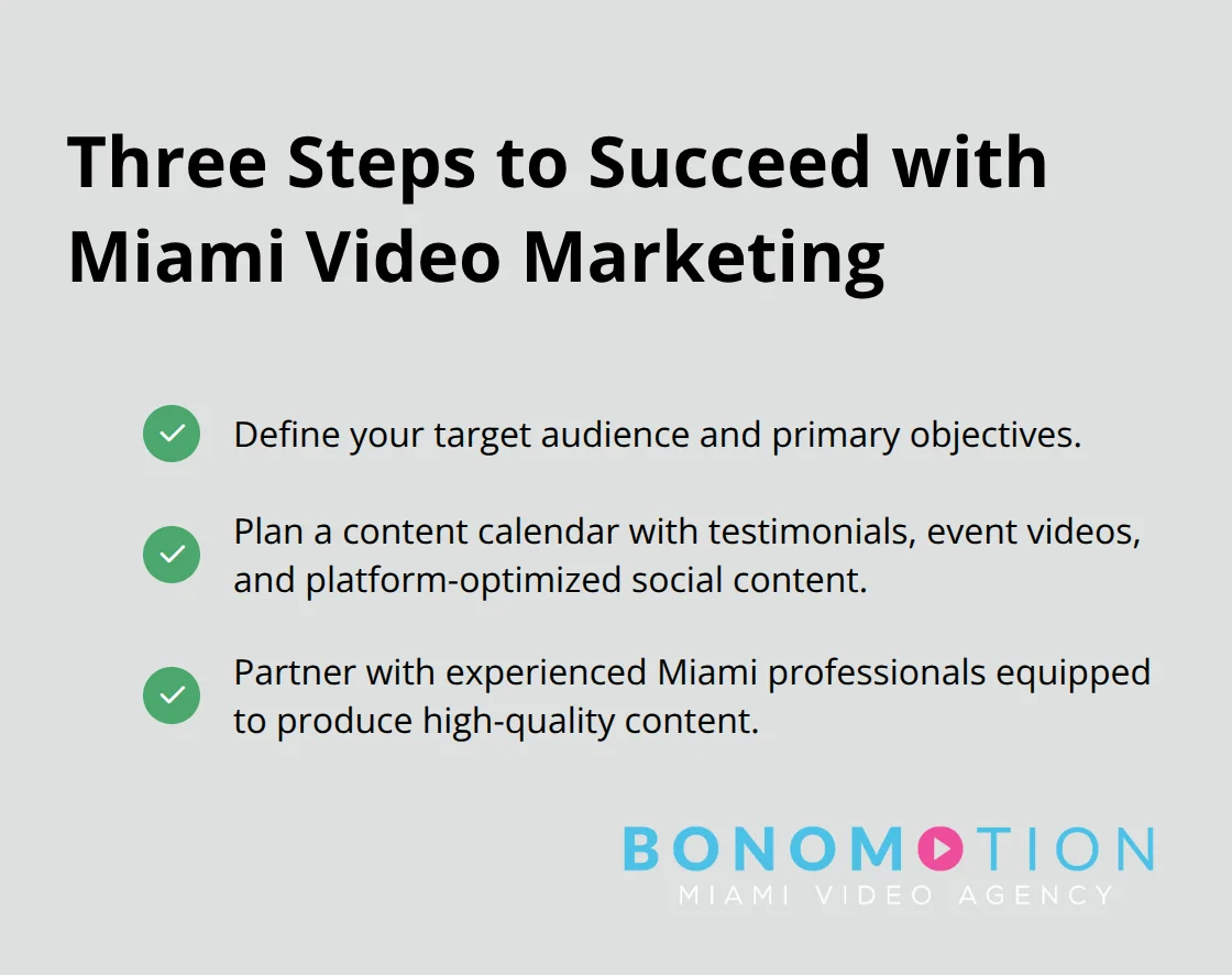 How To Boost Your Business With Miami Video Marketing 3 Checklist of three strategic steps for Miami video marketing success